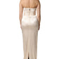 White Satin Strapless Sheath Maxi Dress