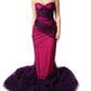 Pink Black Strapless Sheath Mermaid  Dress