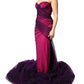 Pink Black Strapless Sheath Mermaid  Dress