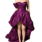 Purple Strapless A-line Asymmetric Dress