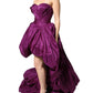 Purple Strapless A-line Asymmetric Dress