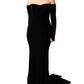 Black Off Shoulder Bodycon Long Gown Dress