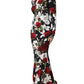 Black Floral Viscose Bodycon Long Gown Dress