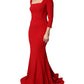 Red Viscose Sheath Bodycon Mermaid Dress