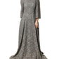 Gray Lace Long Sleeves Cotton Maxi Dress