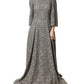 Gray Lace Long Sleeves Cotton Maxi Dress