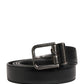 Men Black Classic Leather Metal Buckle Belt