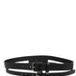 Black Double Strap Leather Silver Buckle Belt