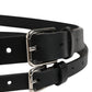 Black Double Strap Leather Silver Buckle Belt