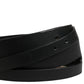 Black Double Strap Leather Silver Buckle Belt