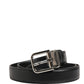 Men Black Classic Leather Metal Buckle Belt