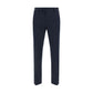 Blue Cotton Casual Pants