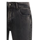 Black Cotton Straight-Leg Jeans