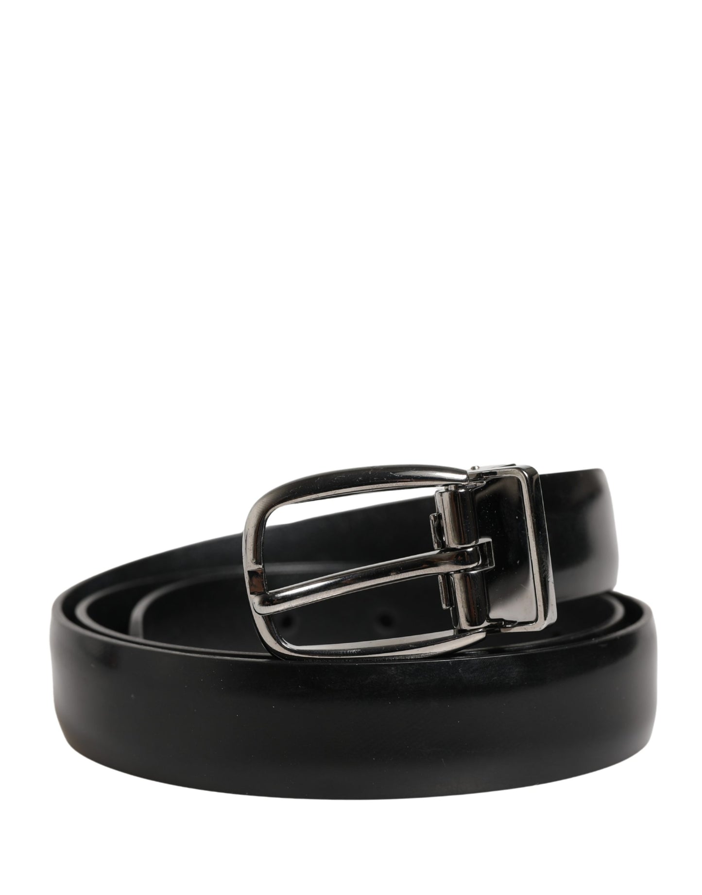 Men Black Classic Leather Metal Buckle Belt