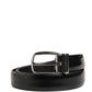 Men Black Classic Leather Metal Buckle Belt