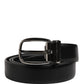 Men Black Classic Leather Metal Buckle Belt