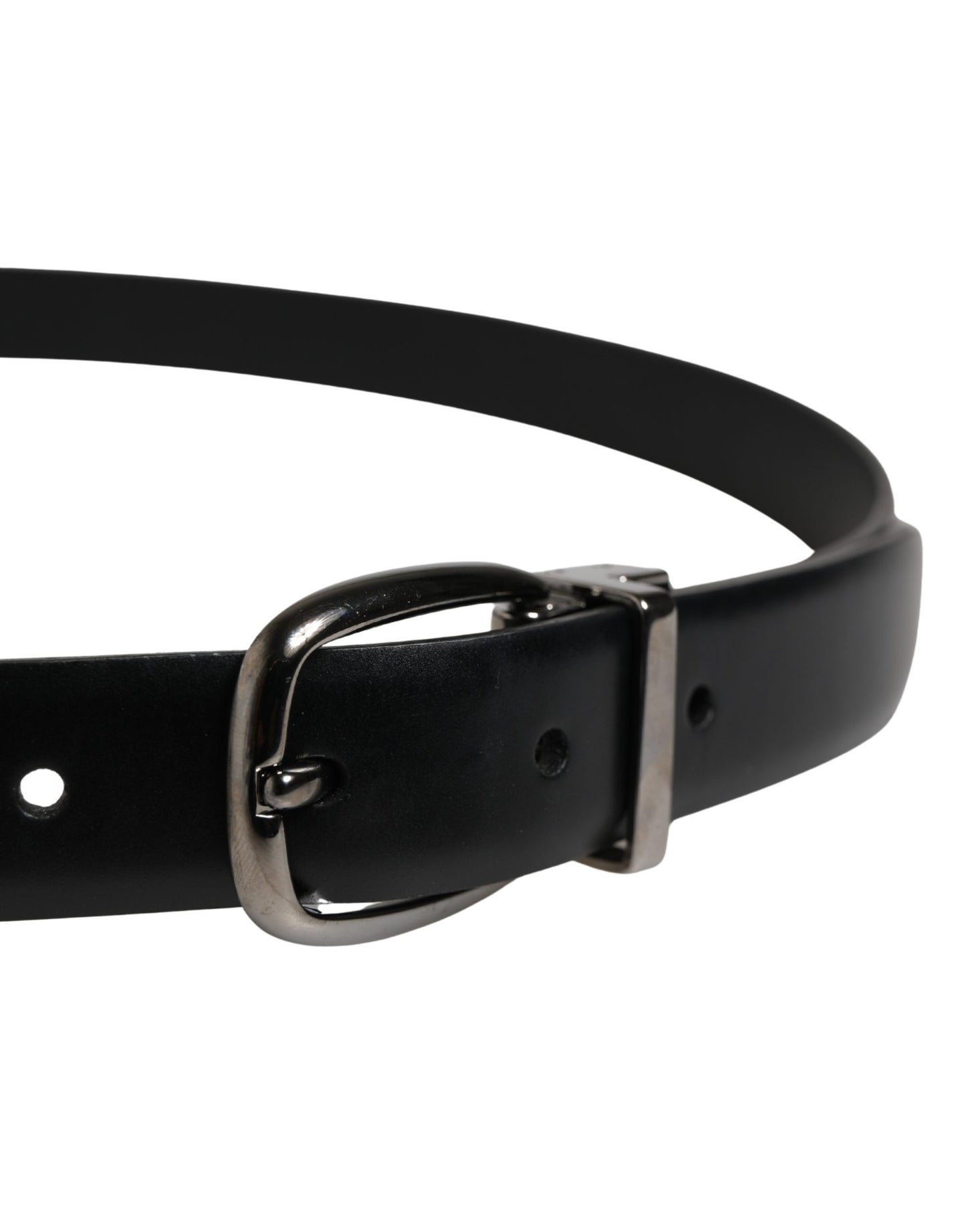 Men Black Classic Leather Metal Buckle Belt