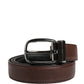 Men Brown Classic Leather Metal Buckle Belt