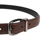 Men Brown Classic Leather Metal Buckle Belt