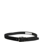 Men Black Viscose Leather Metal Buckle Belt