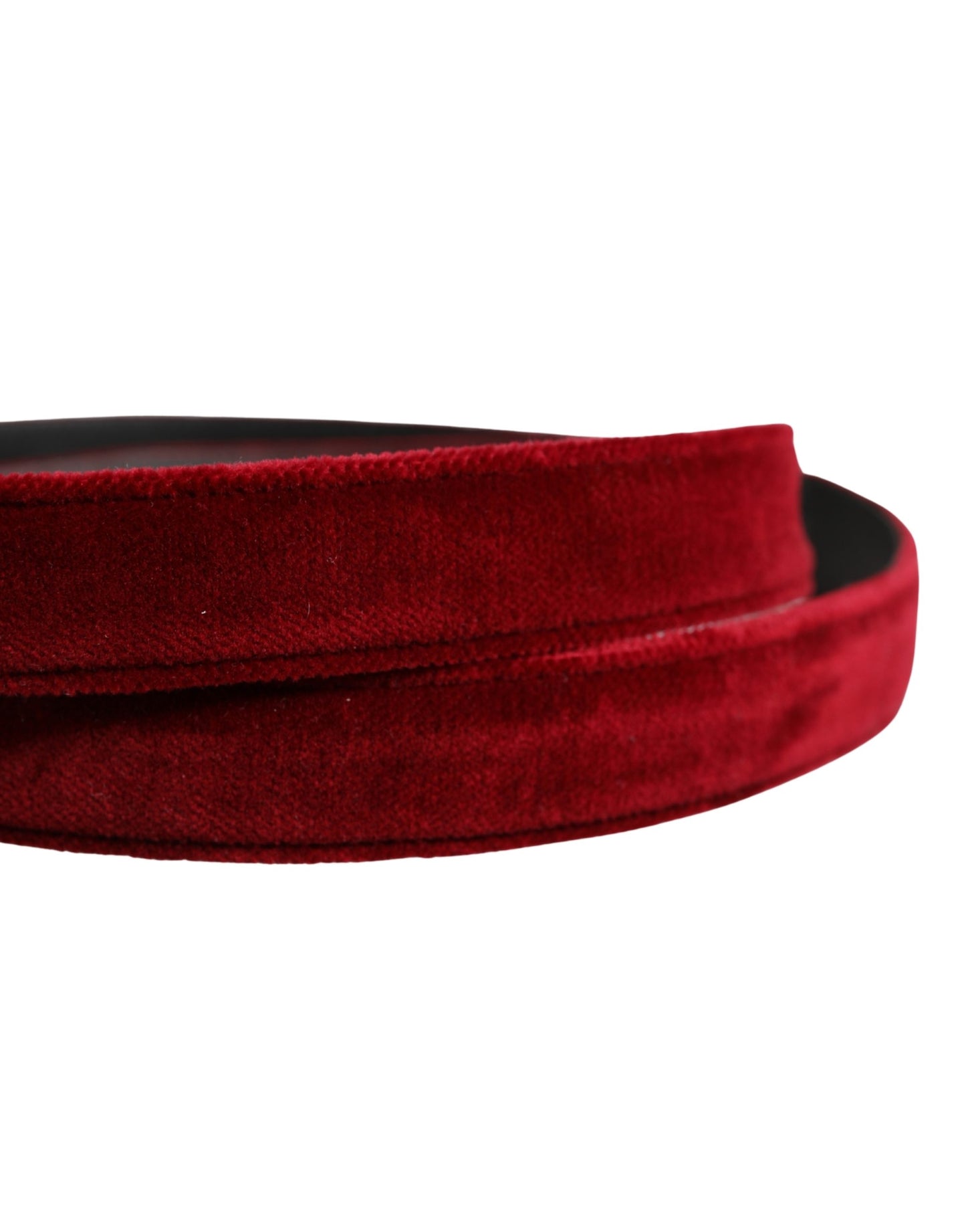 Men Burgundy Velvet Cotton Metal Buckle Belt