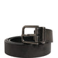 Men Black Classic Leather Metal Buckle Belt