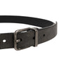 Men Black Classic Leather Metal Buckle Belt