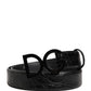 Men Black Exotic Leather Logo Buckle Belt