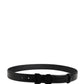Men Black Exotic Leather Logo Buckle Belt