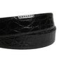 Men Black Exotic Leather Logo Buckle Belt