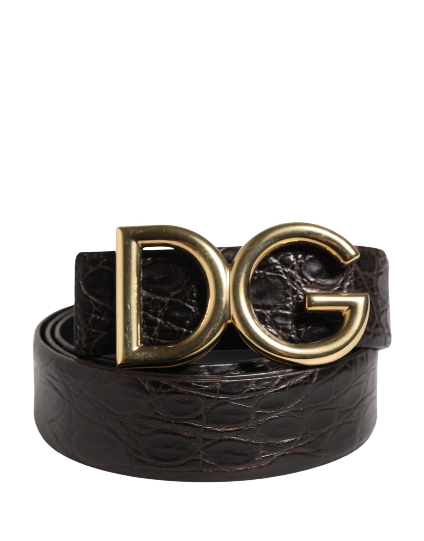 Men Black Exotic Leather Logo Buckle Belt