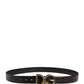 Men Black Exotic Leather Logo Buckle Belt