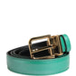 Men Green Classic Leather Metal Buckle Belt