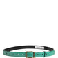 Men Green Classic Leather Metal Buckle Belt