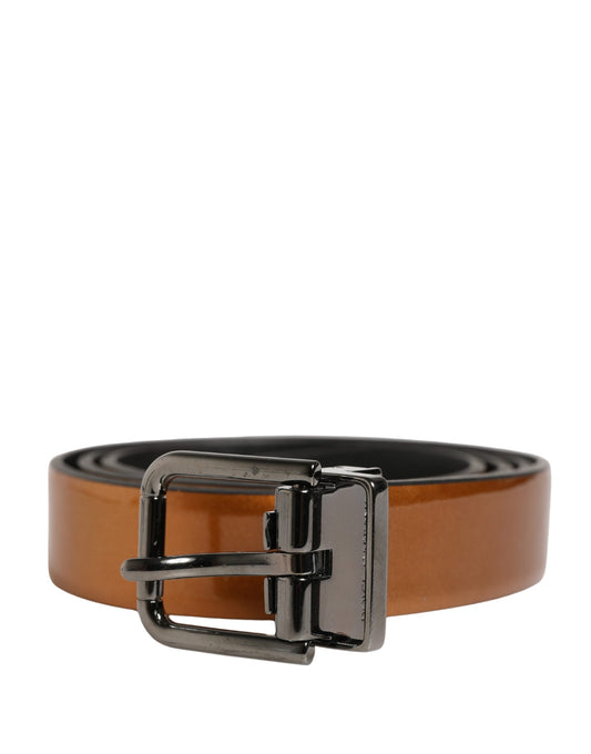 Men Brown Classic Leather Metal Buckle Belt