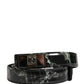 Men Black Marble Leather DG Logo Buckle Belt