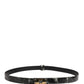 Men Black Marble Leather DG Logo Buckle Belt