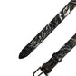 Men Black Marble Leather Metal Buckle Belt