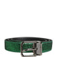 Men Green Lurex Polyester Metal Buckle Belt