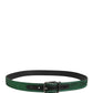 Men Green Lurex Polyester Metal Buckle Belt