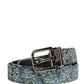 Men Multicolor Sequin Silver Metal Buckle Belt