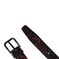 Black Red Polyester Silver Metal Buckle Belt