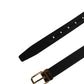 Black Viscose Leather Gold Metal Buckle Belt