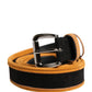 Men Black Orange Polyester Metal Buckle Belt