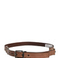 Men Brown Classic Leather Metal Buckle Belt