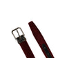 Men Red Velvet Leather Metal Buckle Belt