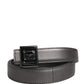 Men Silver Classic Leather Square Buckle Belt