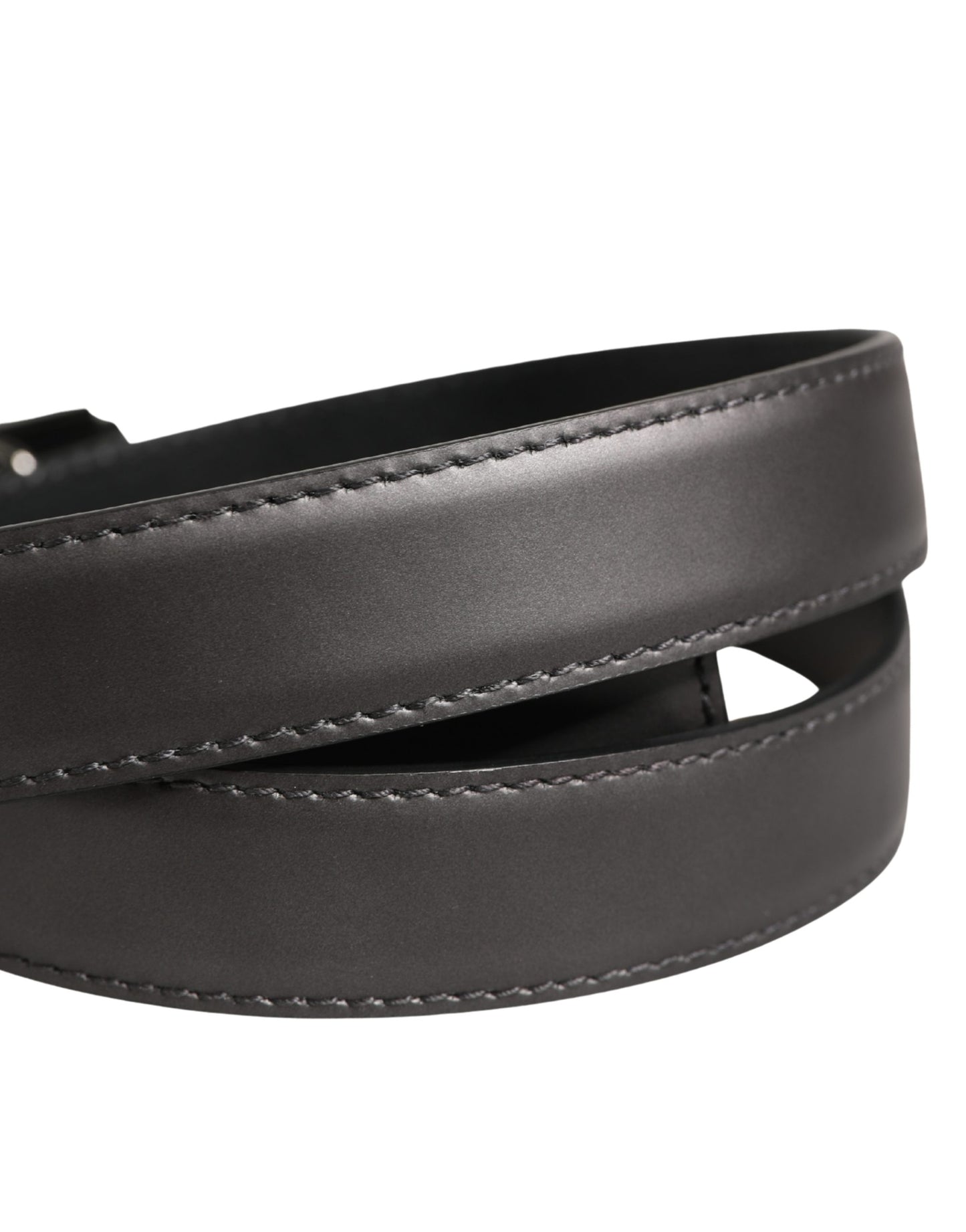 Men Silver Classic Leather Square Buckle Belt
