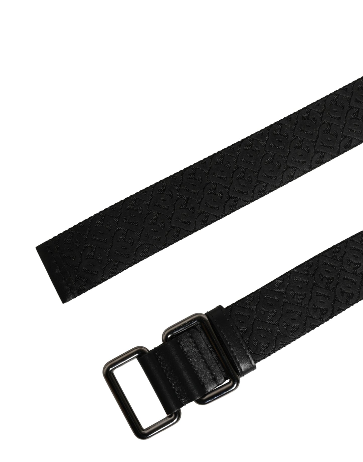 Men Black DG Logo Polyester Metal Buckle Belt