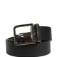 Men Black Classic Leather Metal Buckle Belt